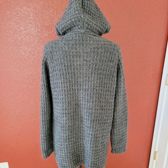 Gray Knit Button-Up Women's Coat - Picture 2 of 11